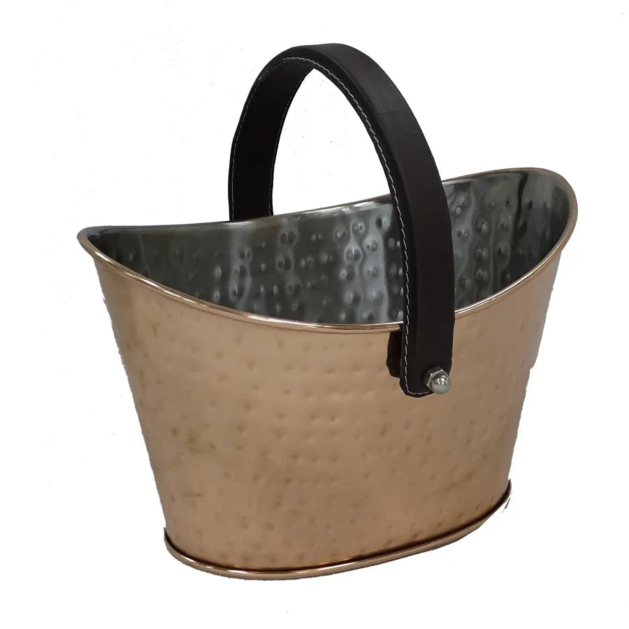 Stainless Steel Ice Bucket with Leather Handle