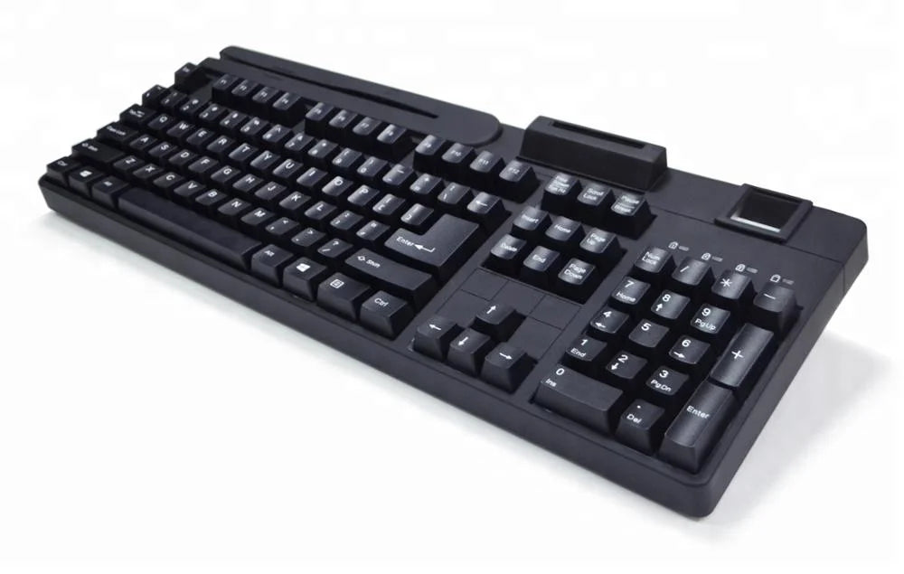 Saral Optical Biometric USB Wired Full Size Plug and Play Keyboard with Cherry Switches Aluminium + ABS Material New