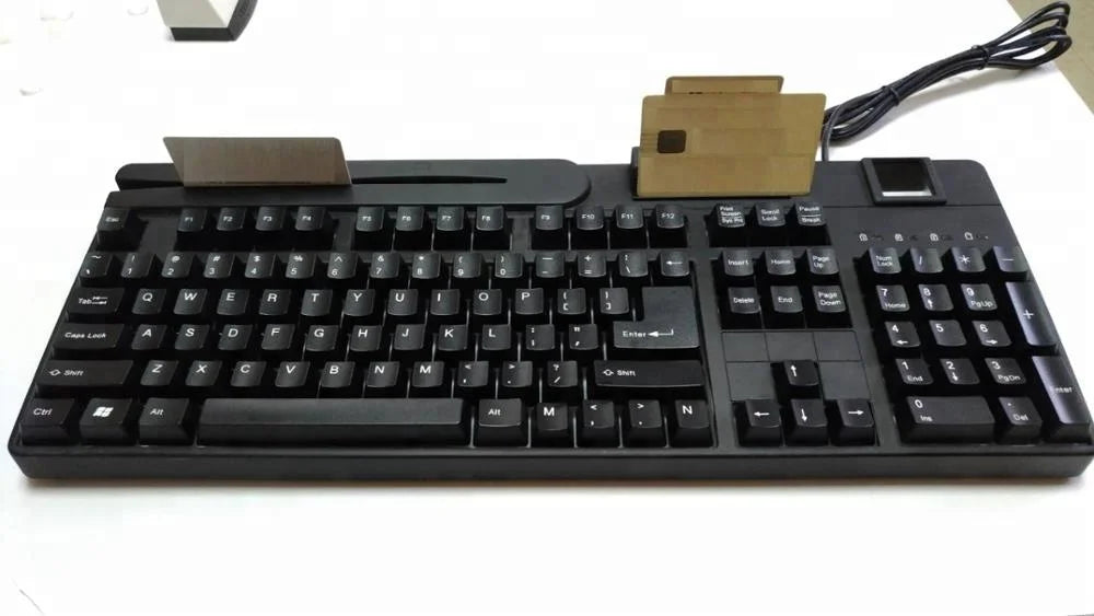 Saral Optical Biometric USB Wired Full Size Plug and Play Keyboard with Cherry Switches Aluminium + ABS Material New
