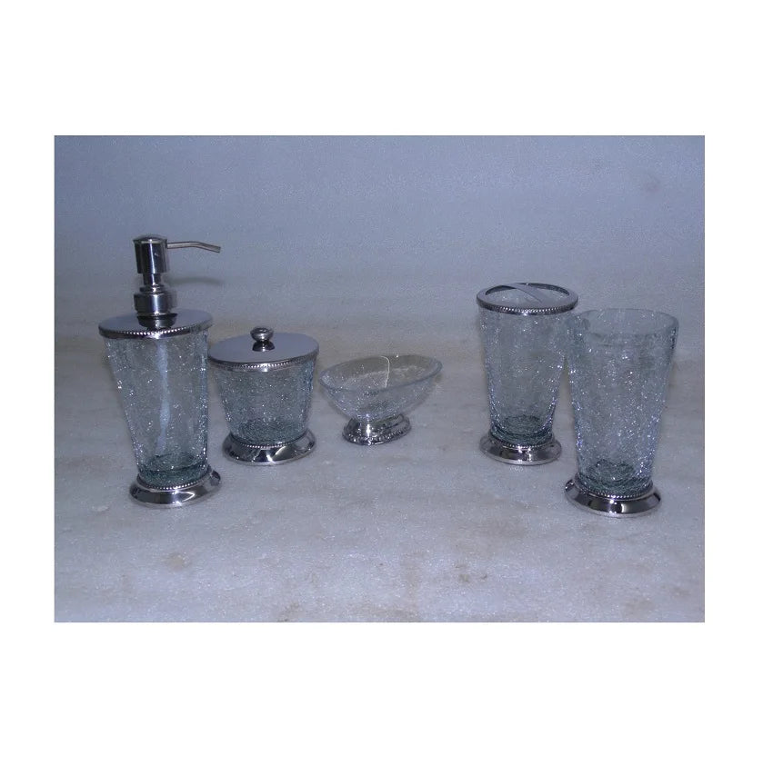 Hot Selling New Design  Metal and Glass Bath Accessory Set, Stainless Steel and Glass Metal Bathroom Set