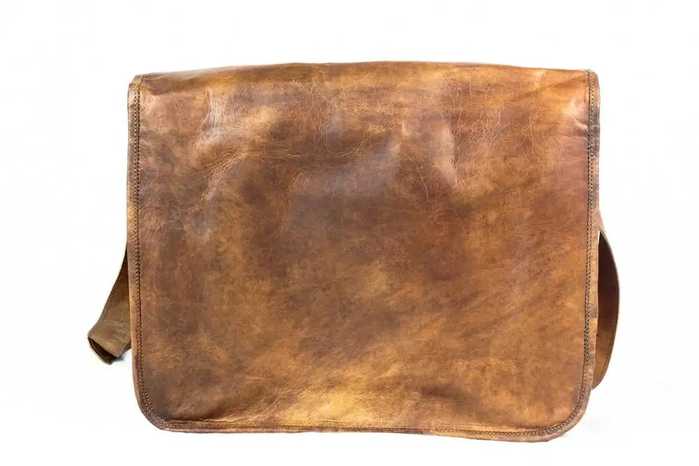 Vintage Unisex 100% Genuine Leather Material Laptop Messenger Bag Crossbody Briefcase Satchel Bag For Men And Women Shoulder Bag