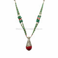Oxidized Tone Metal Coral Stone Long Link Chain Nepali Necklace Women Fashion Tibetan Jewelry for Engagement Anniversary & Party