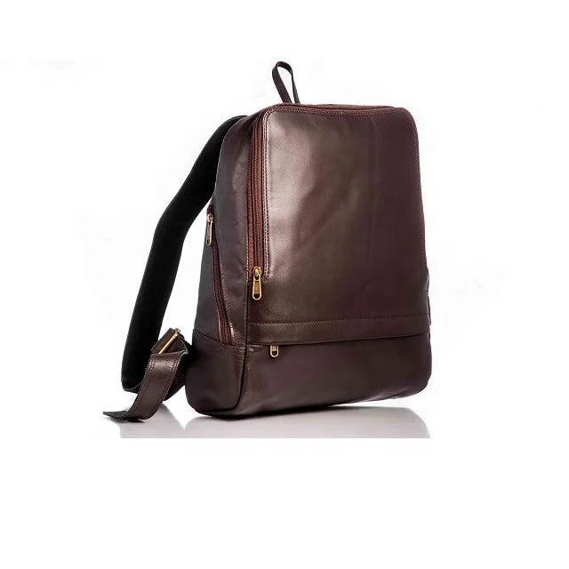 Wholesale Unisex Retro Vintage Genuine Leather Daypack Handmade Dark Brown Zipper Closure Anti-Theft Backpacks For Men And Women