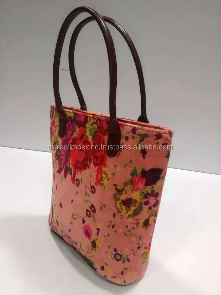 Eco Friendly Reusable Cotton Velvet Tote Bag Fashion Shopper Handbag Manufacturer