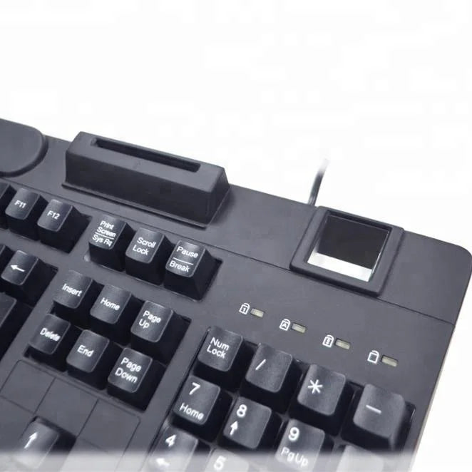 Saral Optical Biometric USB Wired Full Size Plug and Play Keyboard with Cherry Switches Aluminium + ABS Material New