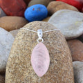Carved Rose Quartz Inlaid Nickel Free Natural Stone Pendant with Vintage Style Gift for Women
