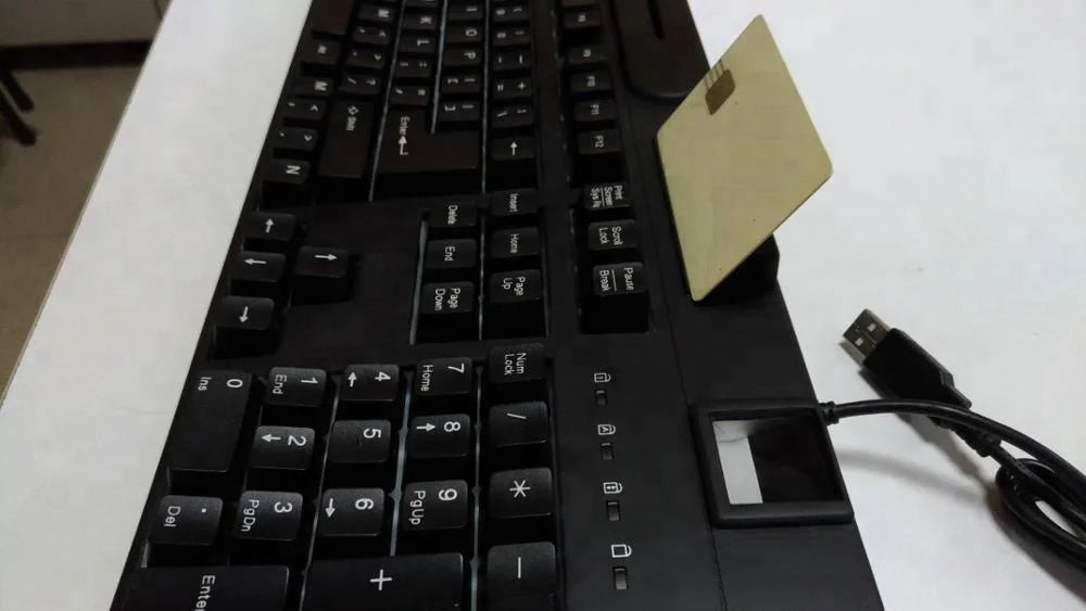 Saral Optical Biometric USB Wired Full Size Plug and Play Keyboard with Cherry Switches Aluminium + ABS Material New