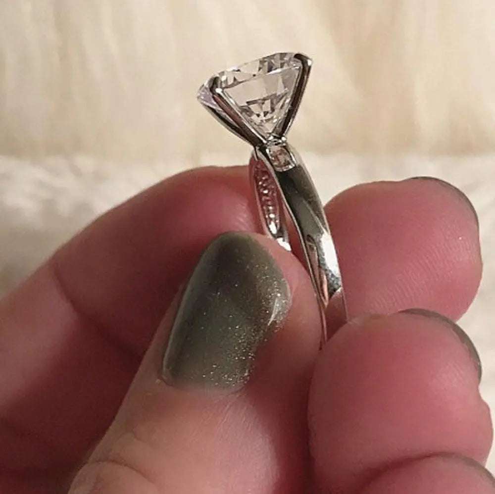 Round Brilliant Cut Moissanite Engagement Ring Gold ,moissanite Solitaire Ring 2.00 Carat White Engagement Bands or Rings in 14k