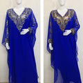 Muslim Kaftan Abaya Elegant Sequined Pearls Appliques Beading Georgette Straight Long Sleeve Floor-Length Women 2022 Hot Sell