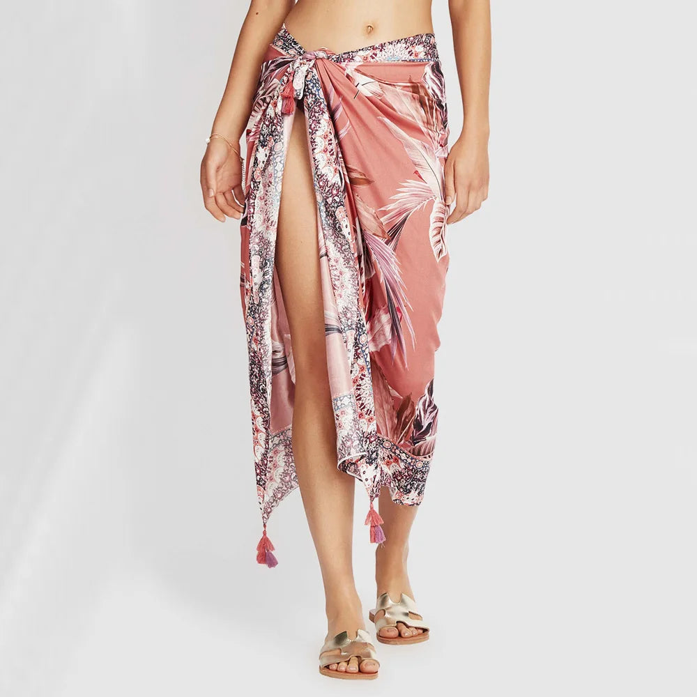 High Quality Soft Touching Colorful Beach Sarong Rayon Viscose Customized Designs Beach Wear Fashionable Best Sale