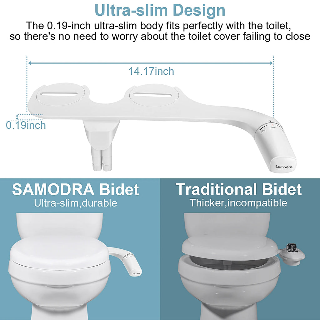 SAMODRA Right/Left Hand Toitet Bidet Sprayer Non-Electric Dual Nozzle Bidet Toilet Seat Hygienic Shower For Bathroom Accessories