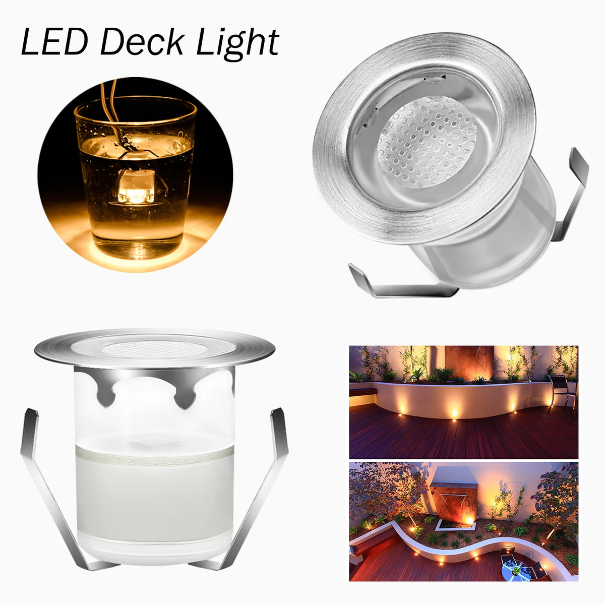 LED Outdoor Lighting  Stainless Steel Patio LED Stair Lamp DC12V 0.6W IP67 SMD2835 Garden Decoration Underground Lamps