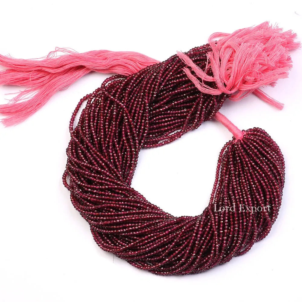 High Quality Natural Red 3mm-4mm Faceted Rondelle Mozambique Garnet Jewelry Making Loose Stone Strand Women Jewelry Beads Third