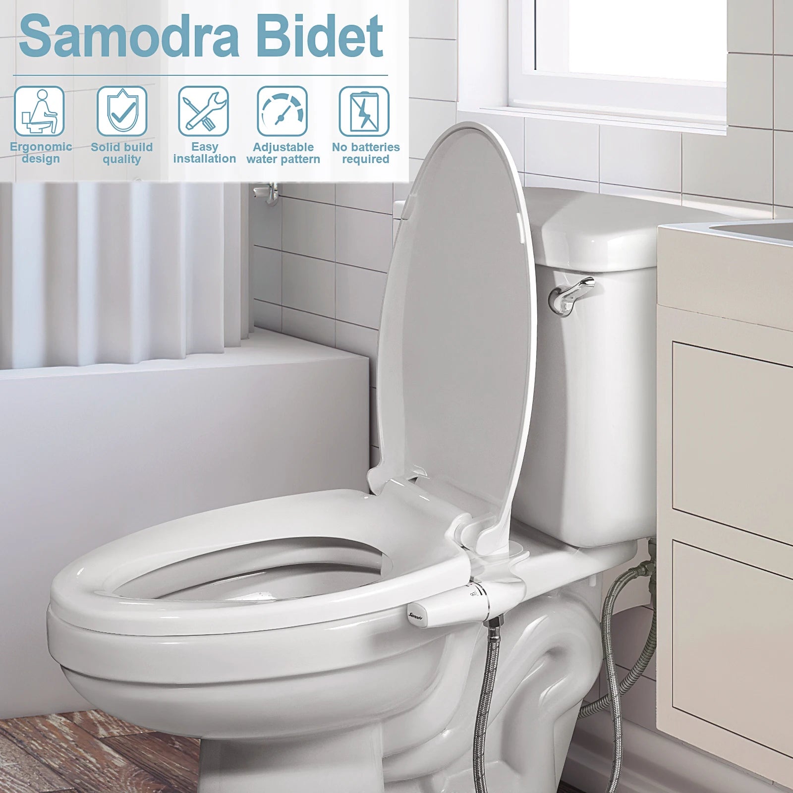 SAMODRA Right/Left Hand Toitet Bidet Sprayer Non-Electric Dual Nozzle Bidet Toilet Seat Hygienic Shower For Bathroom Accessories