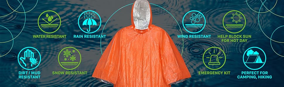 Emergency Rain Poncho Thermal Blanket Poncho Weather Proof Outdoor Survival Camping Gear Survival Gadgets