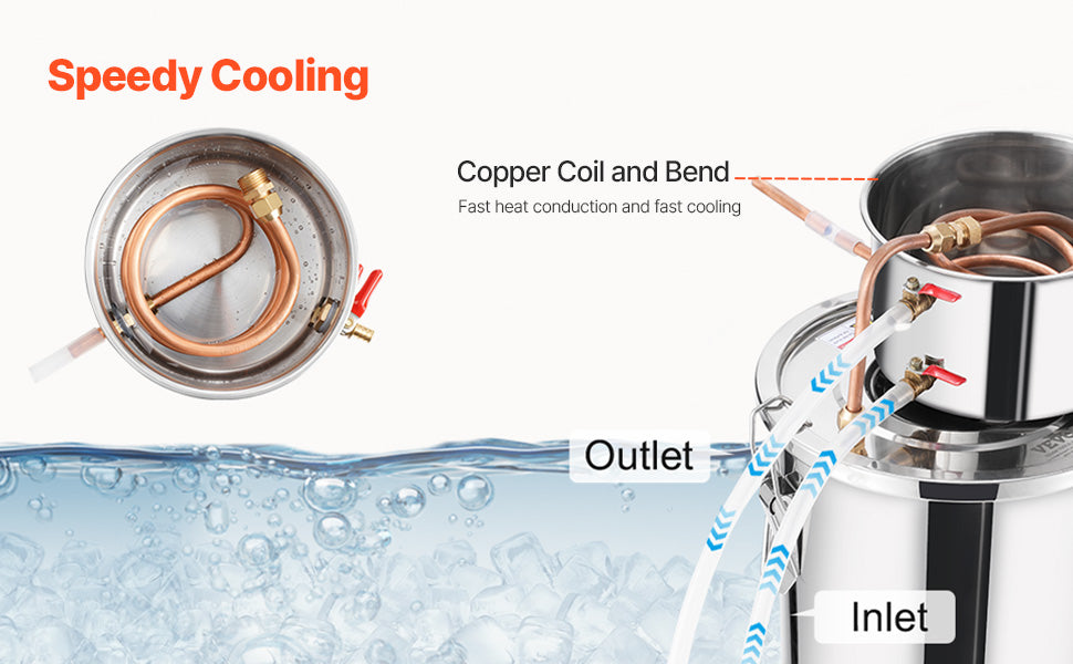 SucceBuy 3 5 8 Gallon Alcohol Still  Stainless Steel Water Alcohol Distiller with Copper Coil Brewing Refining Fermentation Kit