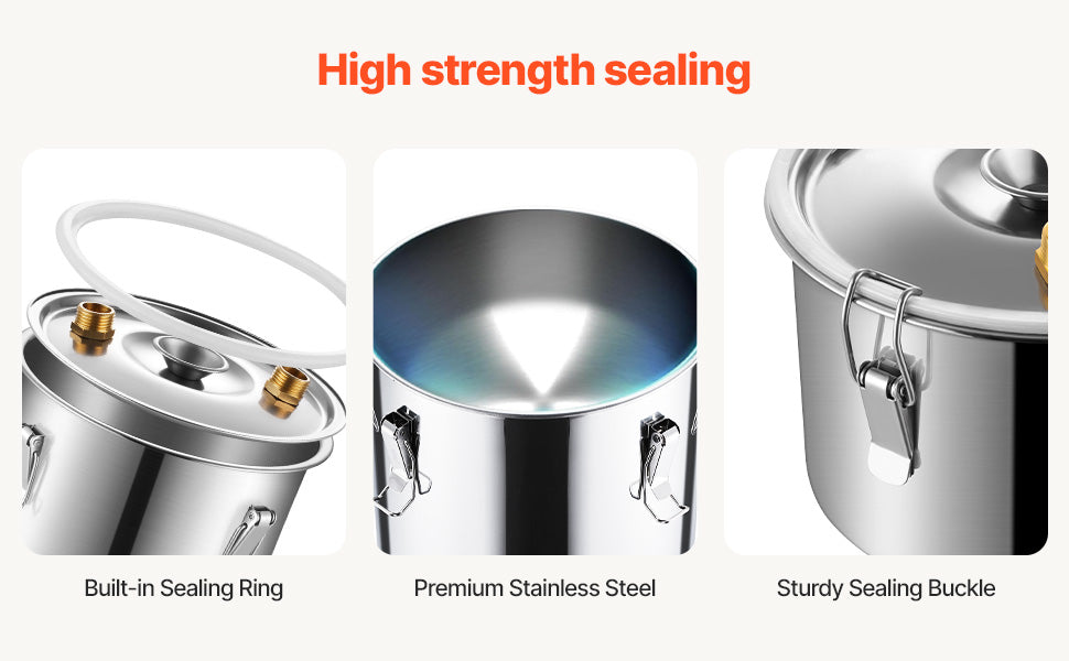SucceBuy Alcohol Still 3 -8 Gallon  Stainless Steel Water Alcohol Distiller with Copper Coil  Brewing Refining Fermentation Kit