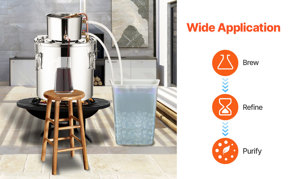 SucceBuy 3 5 8 Gallon Alcohol Still  Stainless Steel Water Alcohol Distiller with Copper Coil Brewing Refining Fermentation Kit
