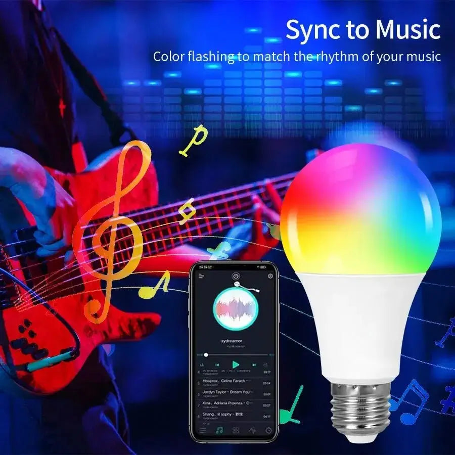 AmmToo Tuya Bluetooth Smart LED Light Bulb E27 RGB 110V 220V Smart Lamps for Bedroom Decoration Party Lighting Smart Life APP - Beauty