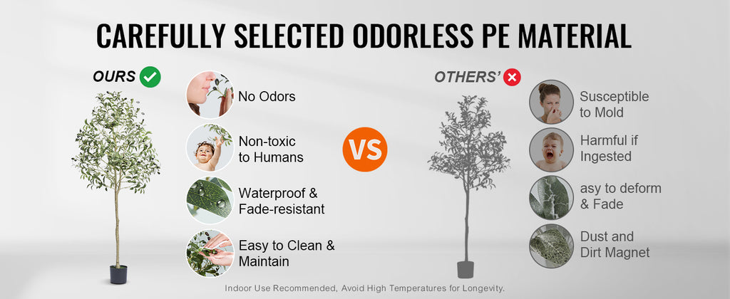 SucceBuy Artificial Olive Tree 4/5/6FT Tall Faux Plant Secure PE Material Anti-Tip Tilt Protection Low-Maintenance Tree for Home