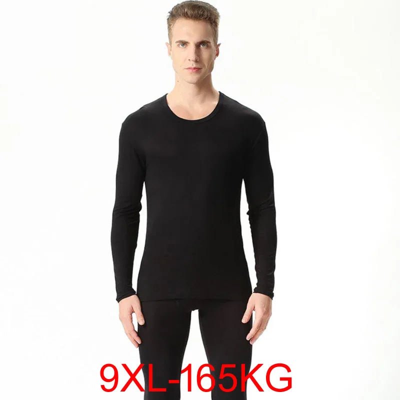 Autumn spring men's plus size Thin thermal underwear sets Large size bottoming shirt modal underwear suit 7xl 8xl 9xl - Beauty