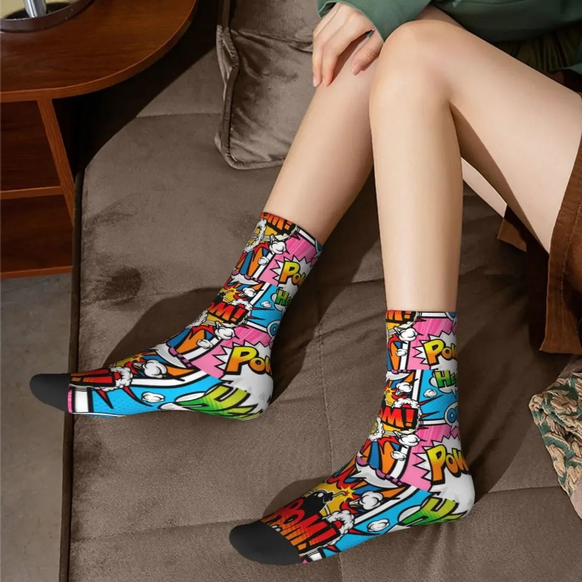 Autumn Winter Hip - hop Men's Women's Superheroes Comic Book Collection Pop Art Quotes Socks Breathable Basketball Socks - Beauty