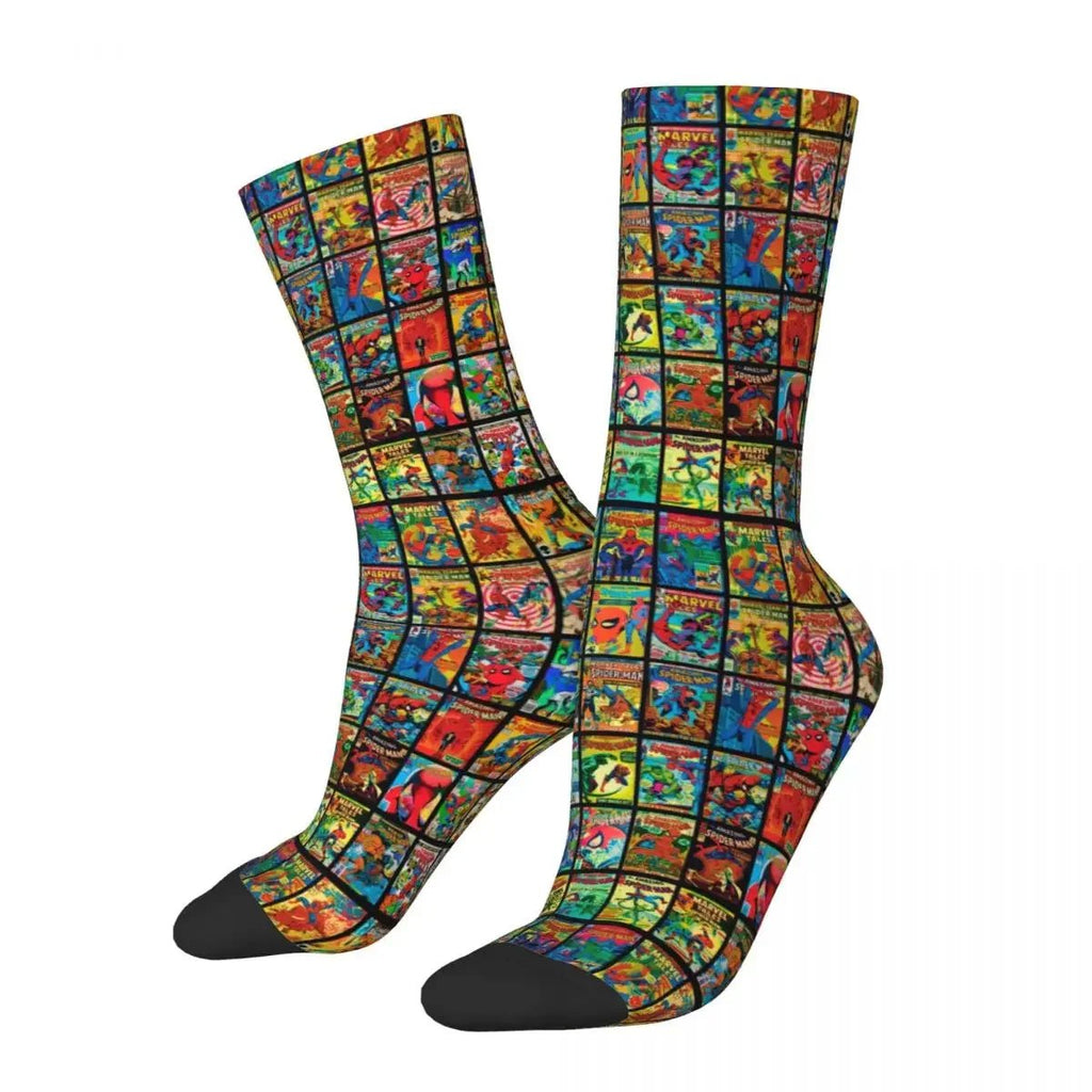 Autumn Winter Hip - hop Men's Women's Superheroes Comic Book Collection Pop Art Quotes Socks Breathable Basketball Socks - Beauty