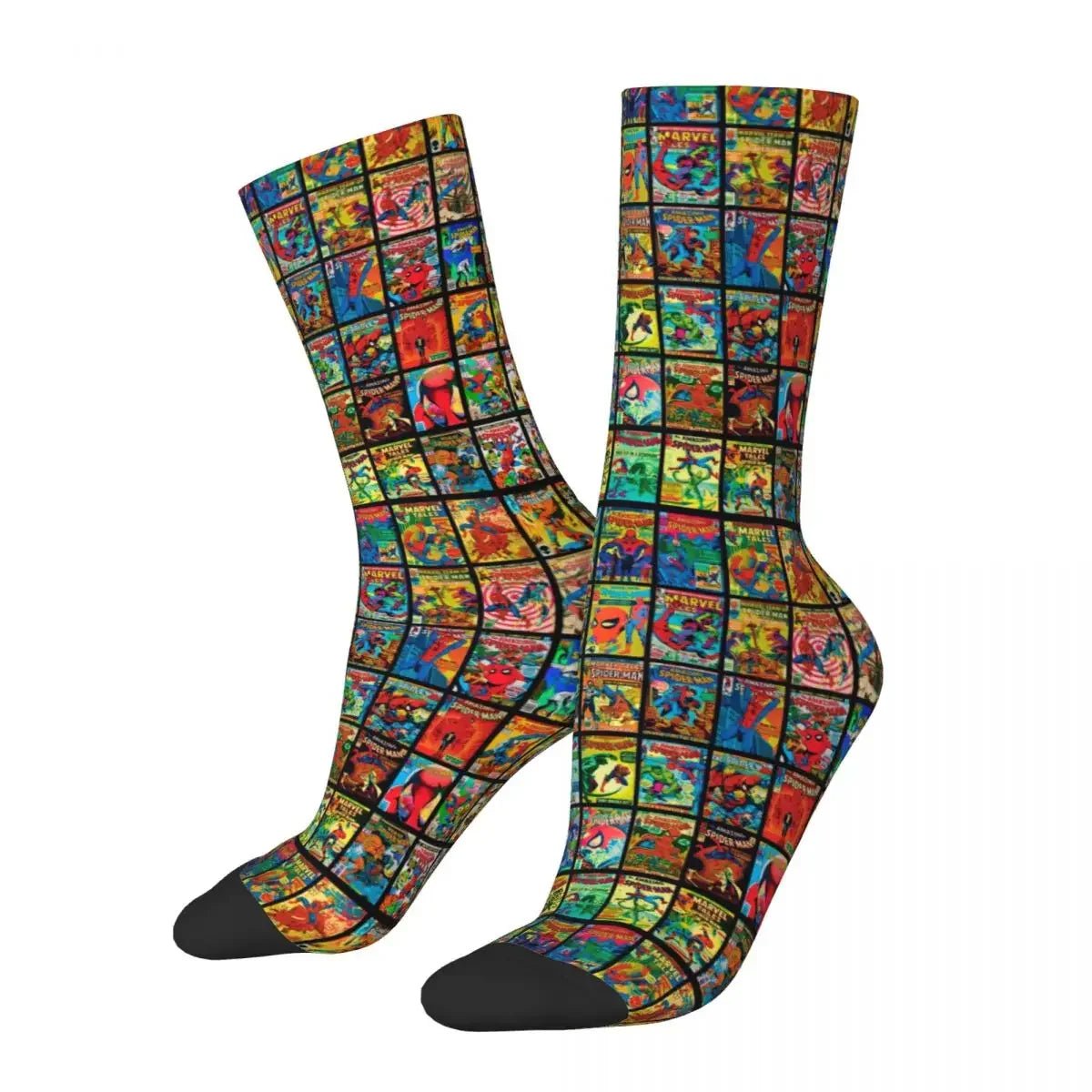 Autumn Winter Hip - hop Men's Women's Superheroes Comic Book Collection Pop Art Quotes Socks Breathable Basketball Socks - Beauty