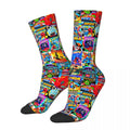 Autumn Winter Hip - hop Men's Women's Superheroes Comic Book Collection Pop Art Quotes Socks Breathable Basketball Socks - Beauty