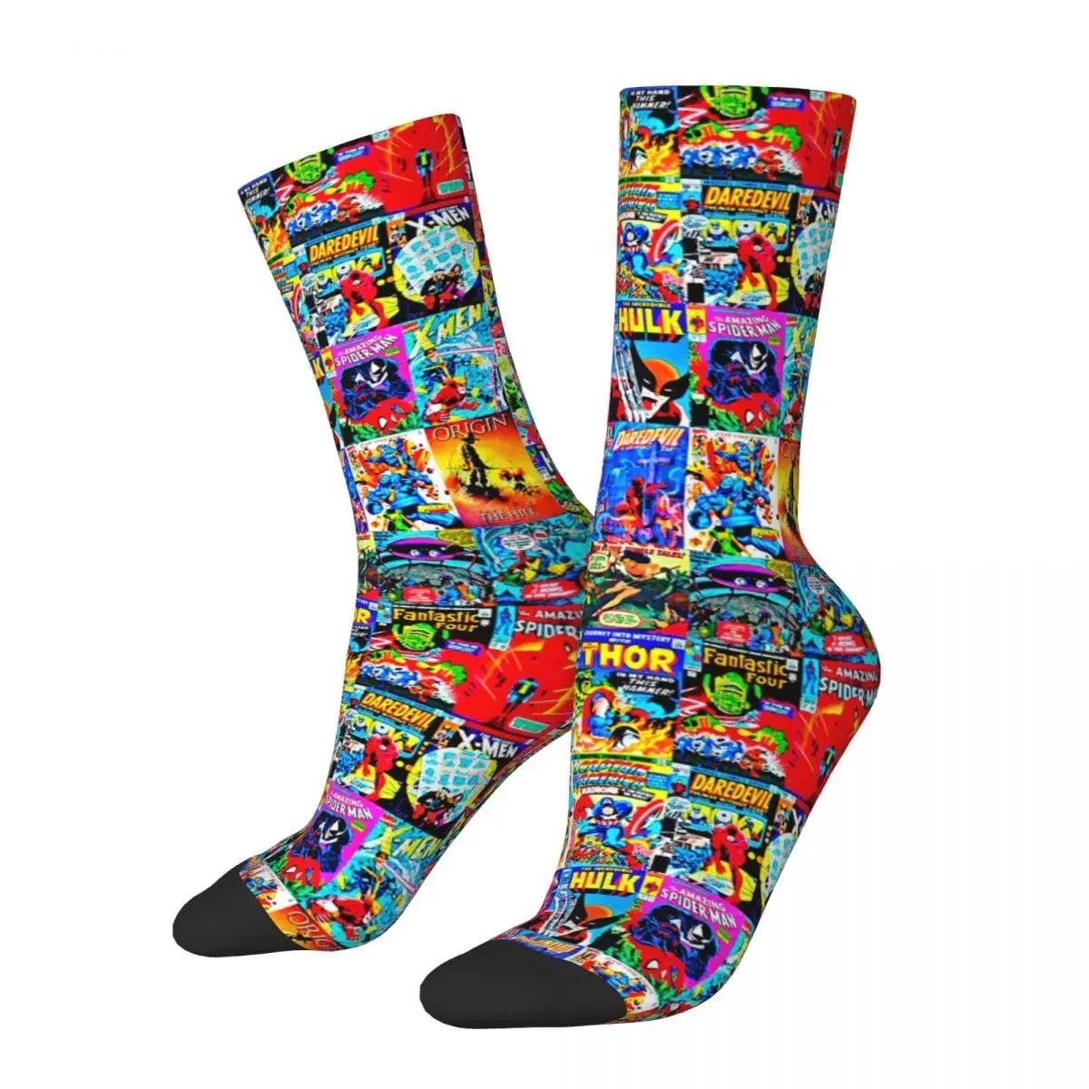 Autumn Winter Hip - hop Men's Women's Superheroes Comic Book Collection Pop Art Quotes Socks Breathable Basketball Socks - Beauty