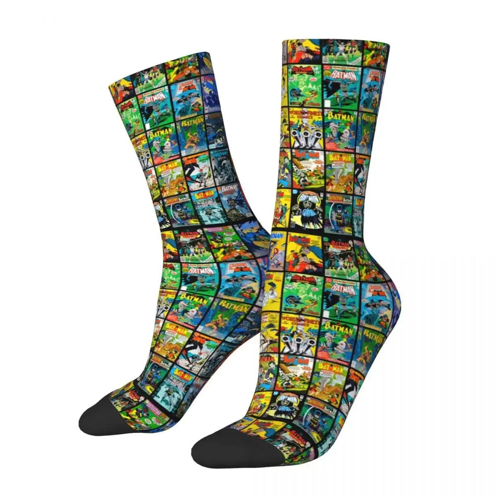 Autumn Winter Hip - hop Men's Women's Superheroes Comic Book Collection Pop Art Quotes Socks Breathable Basketball Socks - Beauty