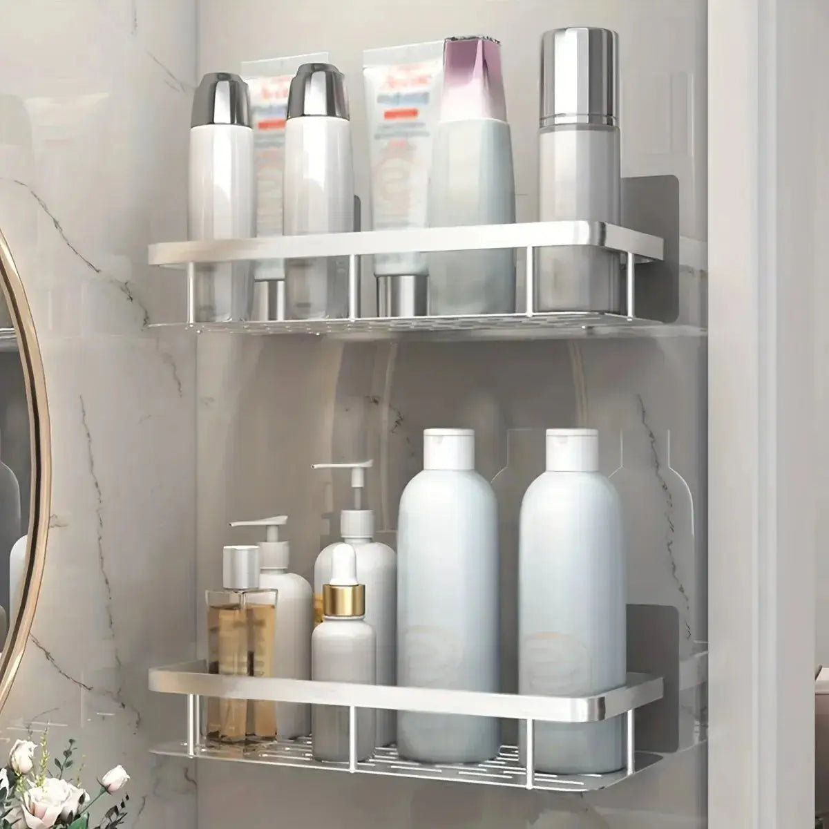 Bathroom Storage Rack No Drill Shelves Wall Mount Corner Shelf Shower Holder For WC Shampoo Organizer Bathroom Accessories - Beauty