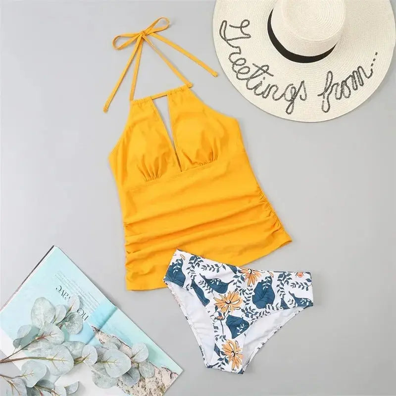 Bikini 2022 New Mujer V Neck Swimsuit Women Lace Up Swimwear Tankini Beach Bathing Suit Female Brazilian - Beauty