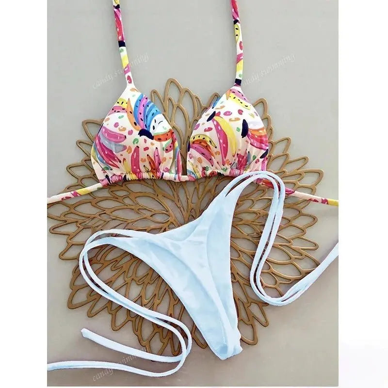 Bikini Print Swimsuit Beach Sexy Ladies Swimwear Seaside Vacation - Beauty