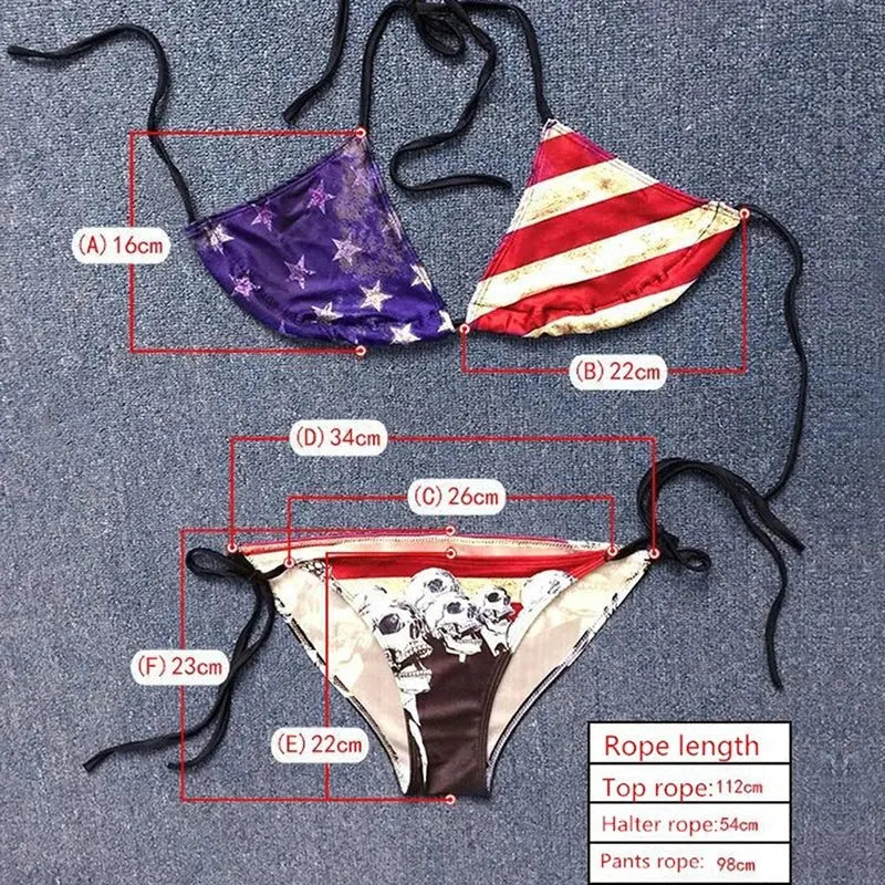 Bikinis 2021 Mujer Swimwear Plavky Beach Wear Skull Hand Printed Bikini Maillot De Bain Femme Biquini Swimsuit Y03028 - Beauty