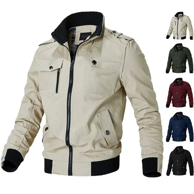 Bomber Jacket Men Fashion Casual Windbreaker Jacket Coat Men 2024 Spring Autumn New Hot Outwear Solid Stand Slim Jacket Mens - Beauty