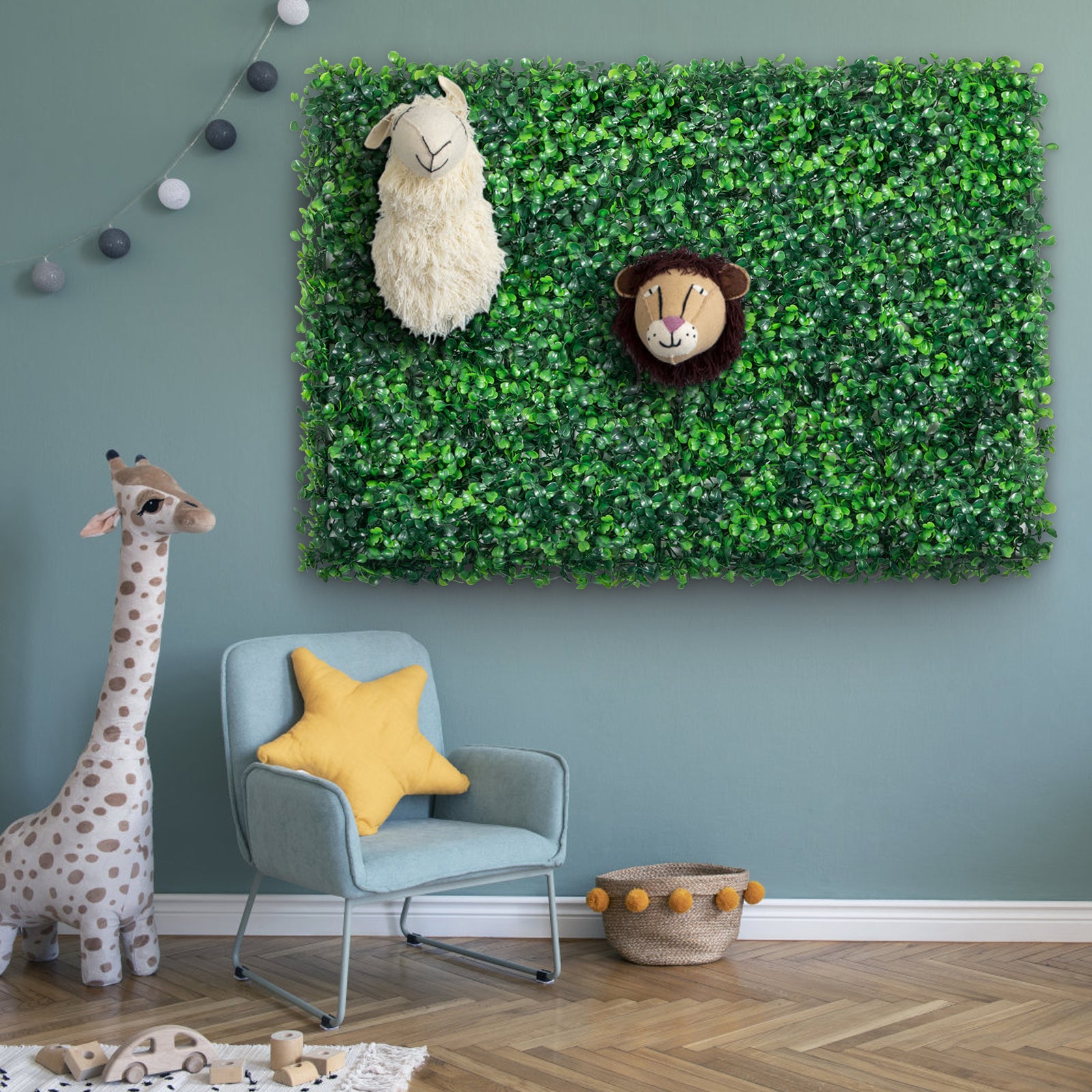 SucceBuy Artificial Boxwood Panel  24pcs 20x20/24x16 in Boxwood Hedge Wall Panels Artificial Grass Backdrop Wall Green Grass