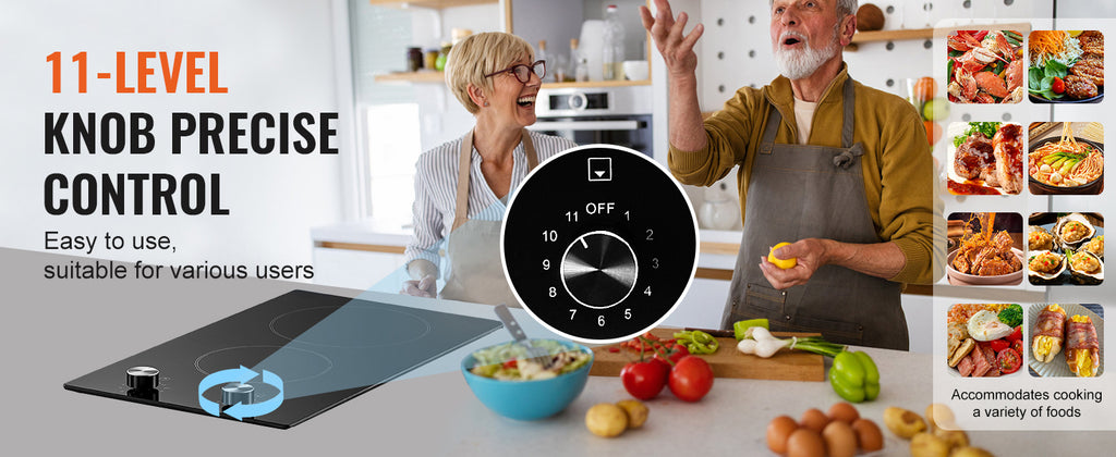 SucceBuy Electric Cooktop Built-in Stove Top Ceramic Top Radiant with Glass Panel Knob Control for Diverse Cooking Requirements