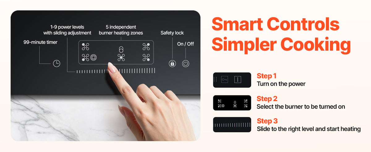 SucceBuy Electric Cooktop Built-in Electric Stove Top Ceramic Top Radiant Cooktop w/ Glass Panel Touch Control Timer Child Lock