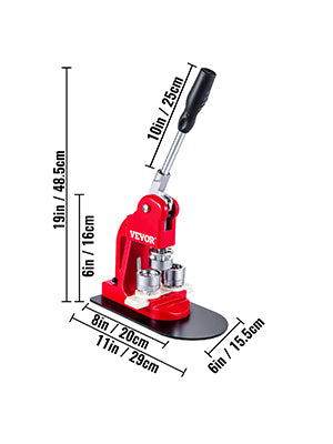 SucceBuy 25-75MM Badge Maker Machine DIY Button Pin Broochs Press Making Tool with 500/1000Pcs Circle Manufacture Button Parts