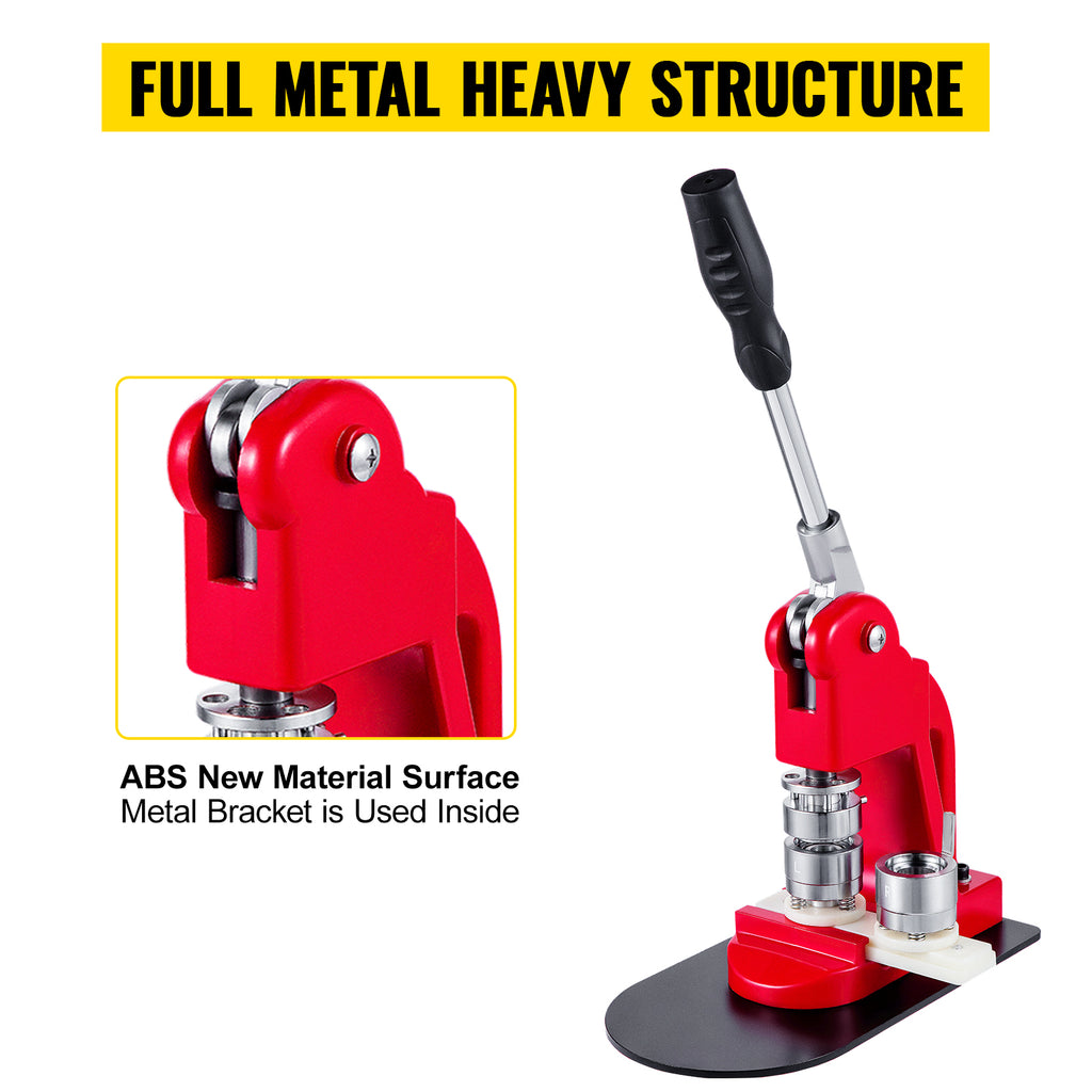 SucceBuy 25-75MM Badge Maker Machine DIY Button Pin Broochs Press Making Tool with 500/1000Pcs Circle Manufacture Button Parts