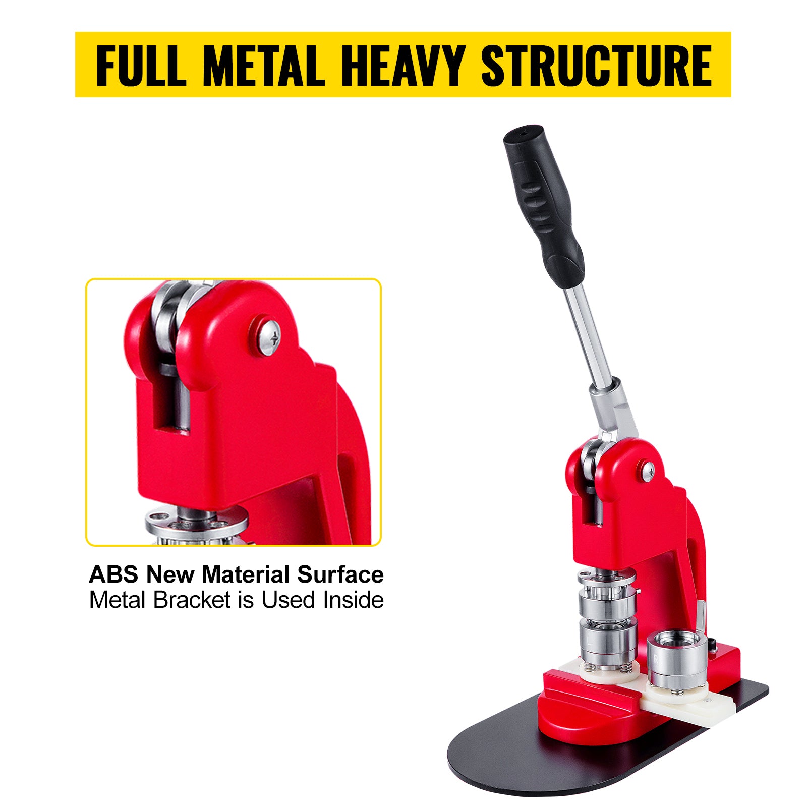 SucceBuy 25-75MM Badge Maker Machine DIY Button Pin Broochs Press Making Tool with 500/1000Pcs Circle Manufacture Button Parts