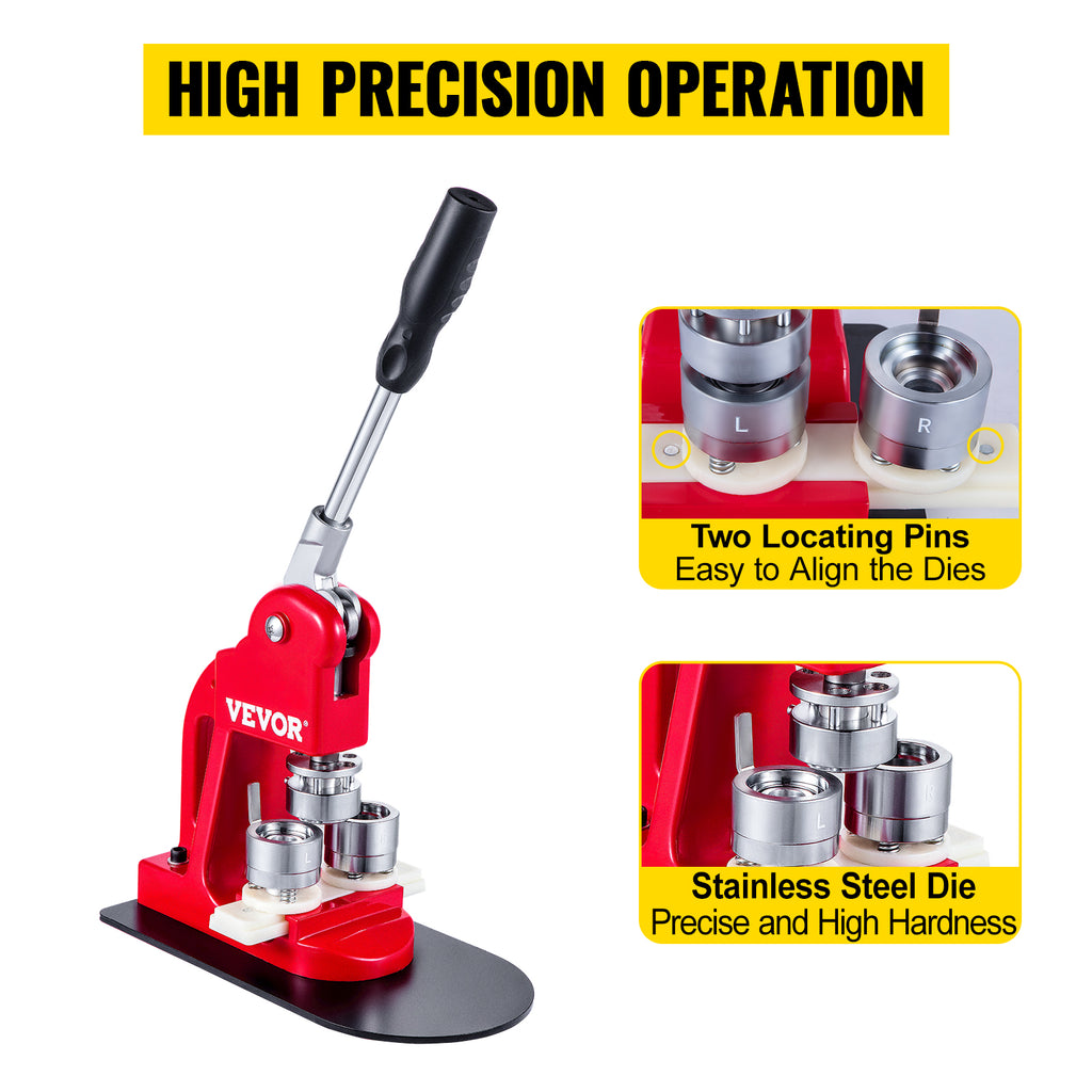 SucceBuy 25-75MM Badge Maker Machine DIY Button Pin Broochs Press Making Tool with 500/1000Pcs Circle Manufacture Button Parts