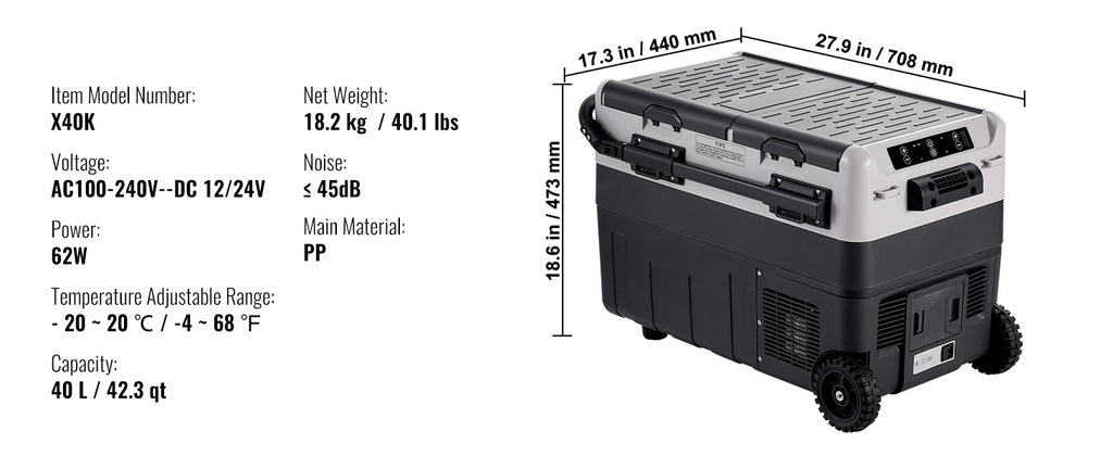 SucceBuy 40/50/58L Portable Car Refrigerator 12VoltCar Refrigerator Fridge Dual Zone Portable Freezer Compressor Cooler for Home