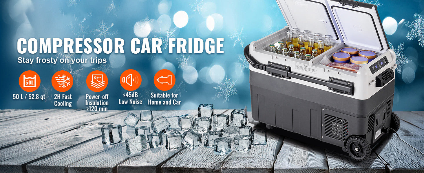 SucceBuy 40/50/58L Portable Car Refrigerator 12VoltCar Refrigerator Fridge Dual Zone Portable Freezer Compressor Cooler for Home