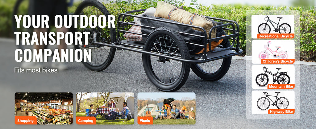 SucceBuy 275 lbs Bike Cargo Trailer Bicycle Wagon Cart Foldable Compact Storage with Universal Hitch 20" Wheels fits Most Bike