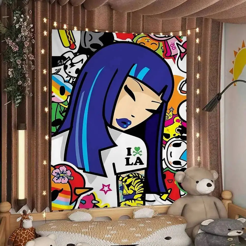 Cartoon Style Tapestry Personalized Art Wall Decor Creative Bedroom Tapestry Fashionable Room Decorations Trendy Wall Decorating - Beauty