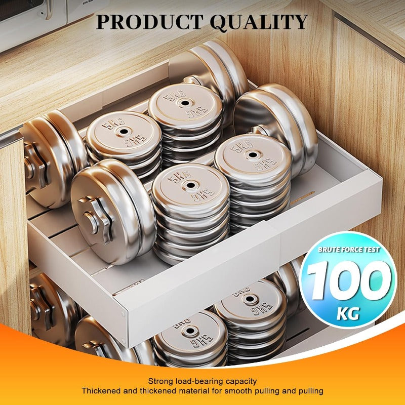 Expandable Pull Out Cabinet Organizer Rack, Adjustable Sliding Drawer Storage Basket , Pantry and Kitchen Cabinet Organizer