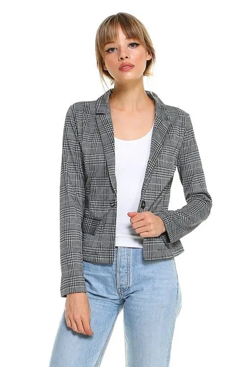 Classic Plaid Fitted Blazer - Beauty