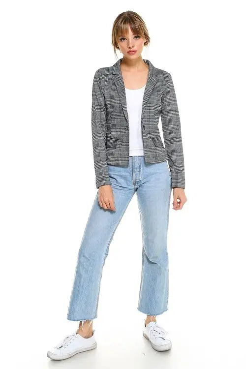 Classic Plaid Fitted Blazer - Beauty